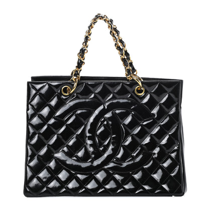 Chanel Patent Quilted Grand Shopping Tote GST Black 1 of 15