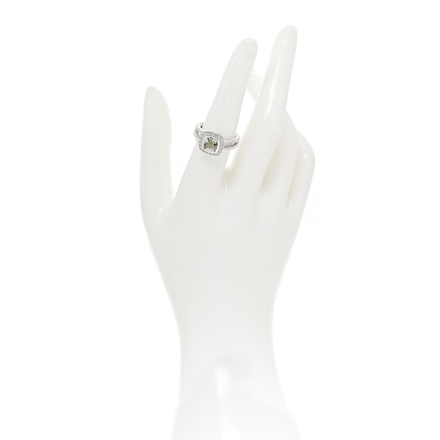 Sterling Silver Diamond Prasiolite 7mm Petite Albion Ring 54 7