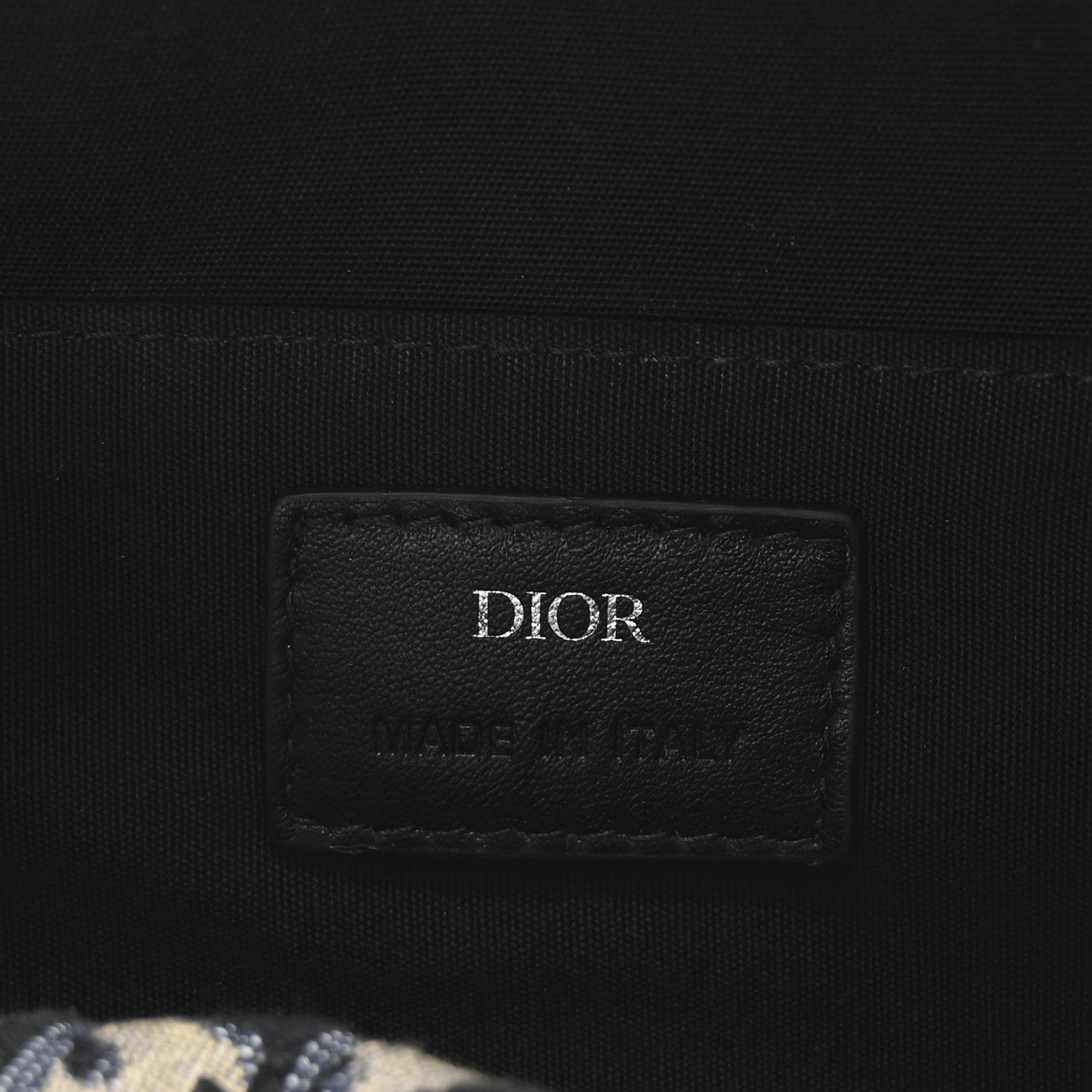 Christian Dior Oblique Jacquard Grained Calfskin Lingot Toiletry Case Blue Black 6 of 7