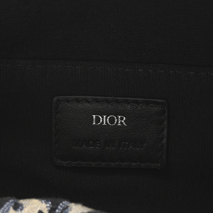 Christian Dior Oblique Jacquard Grained Calfskin Lingot Toiletry Case Blue Black 6 of 7