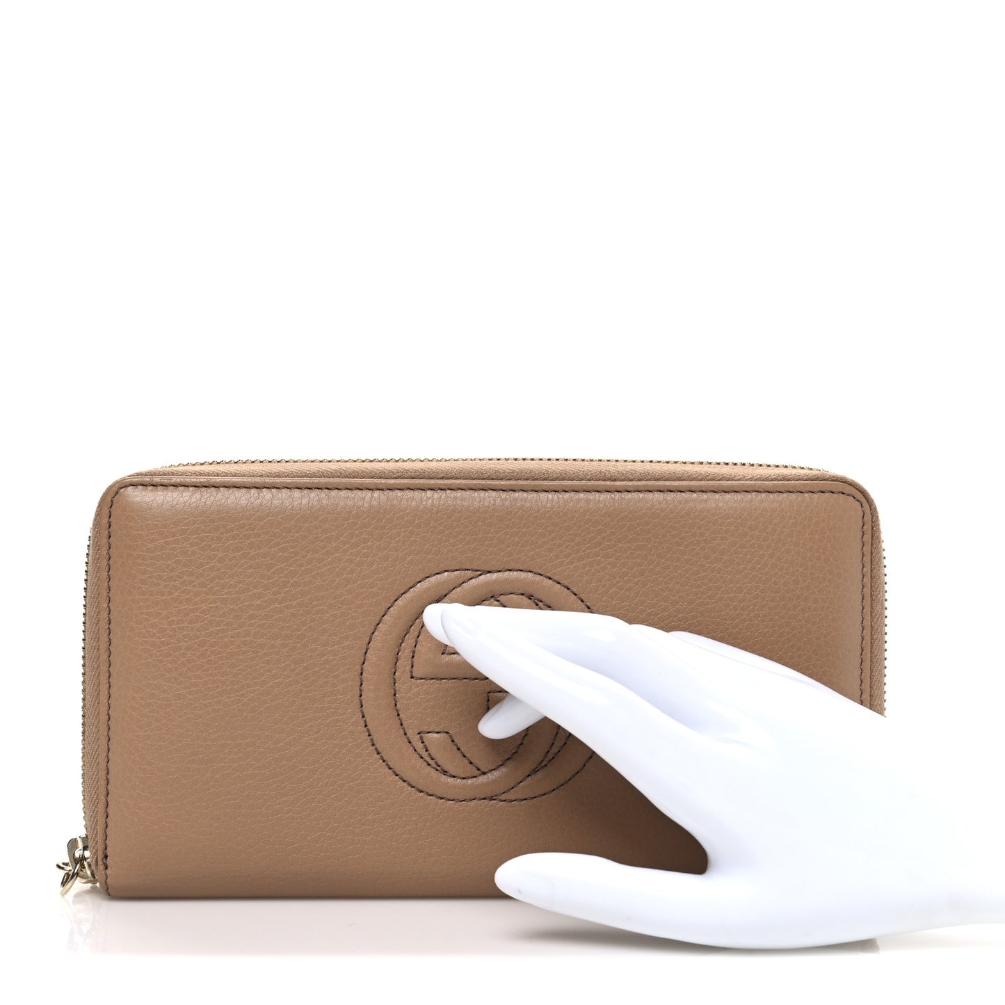 Pebbled Calfskin Soho Zip Around Wallet Camelia