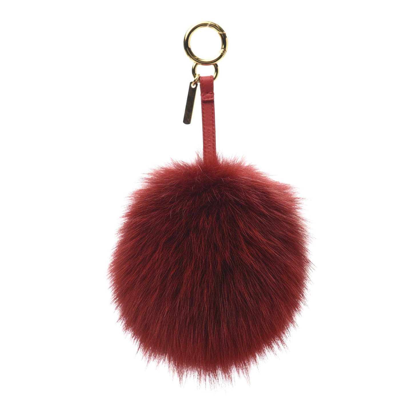 Fox Fur Shiny Nappa Heart Pom Pom Bag Charm Rosso Rosa