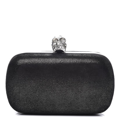 Alexander McQueen Metallic Suede Skull Box Clutch Black 1 of 9