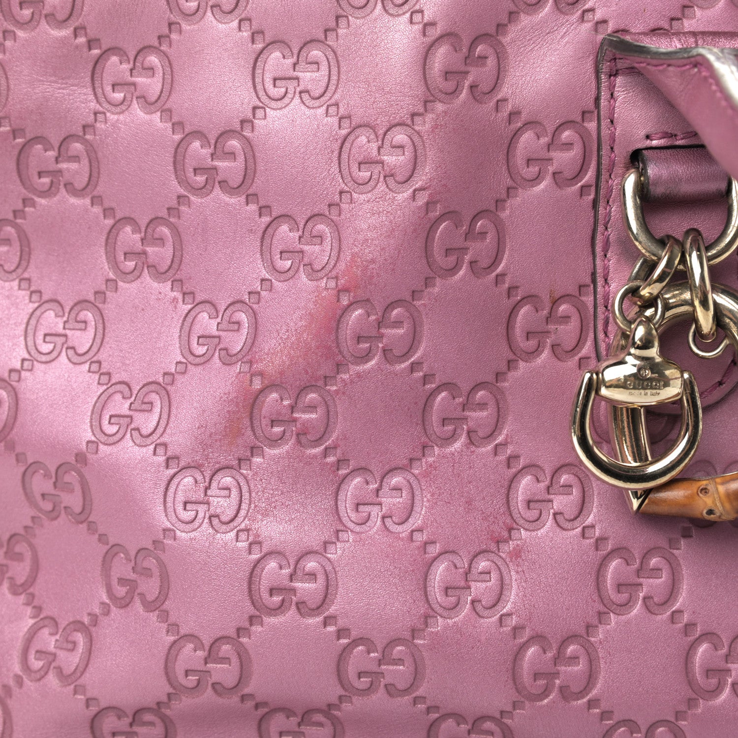 Gucci Metallic Soft Guccissima Large Heart Bit Charm Top Handle Tote Fresia Rose 21 of 22