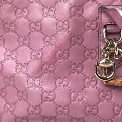 Gucci Metallic Soft Guccissima Large Heart Bit Charm Top Handle Tote Fresia Rose 21 of 22