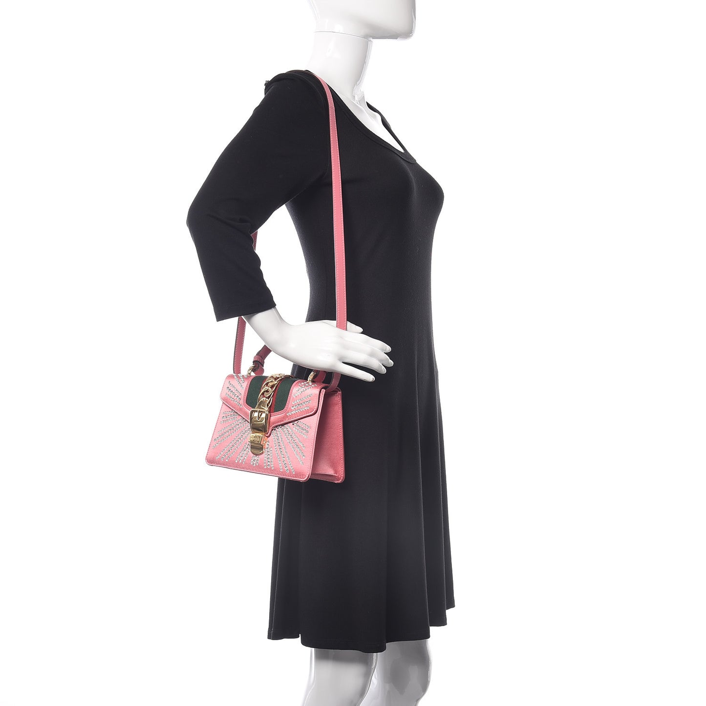 Satin Crystal Mini Sylvie Top Handle Bag Peony