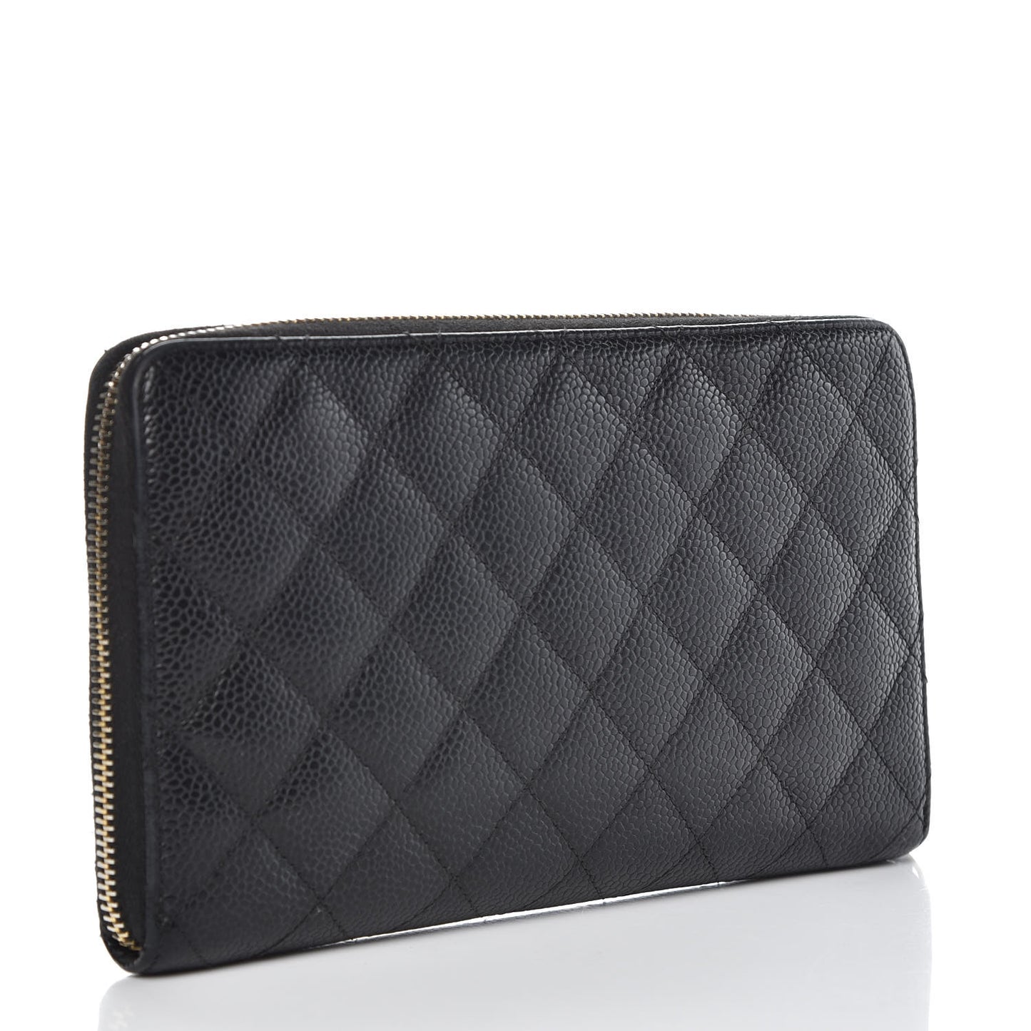 Caviar Quilted Large Zip Around Organizer Wallet Black