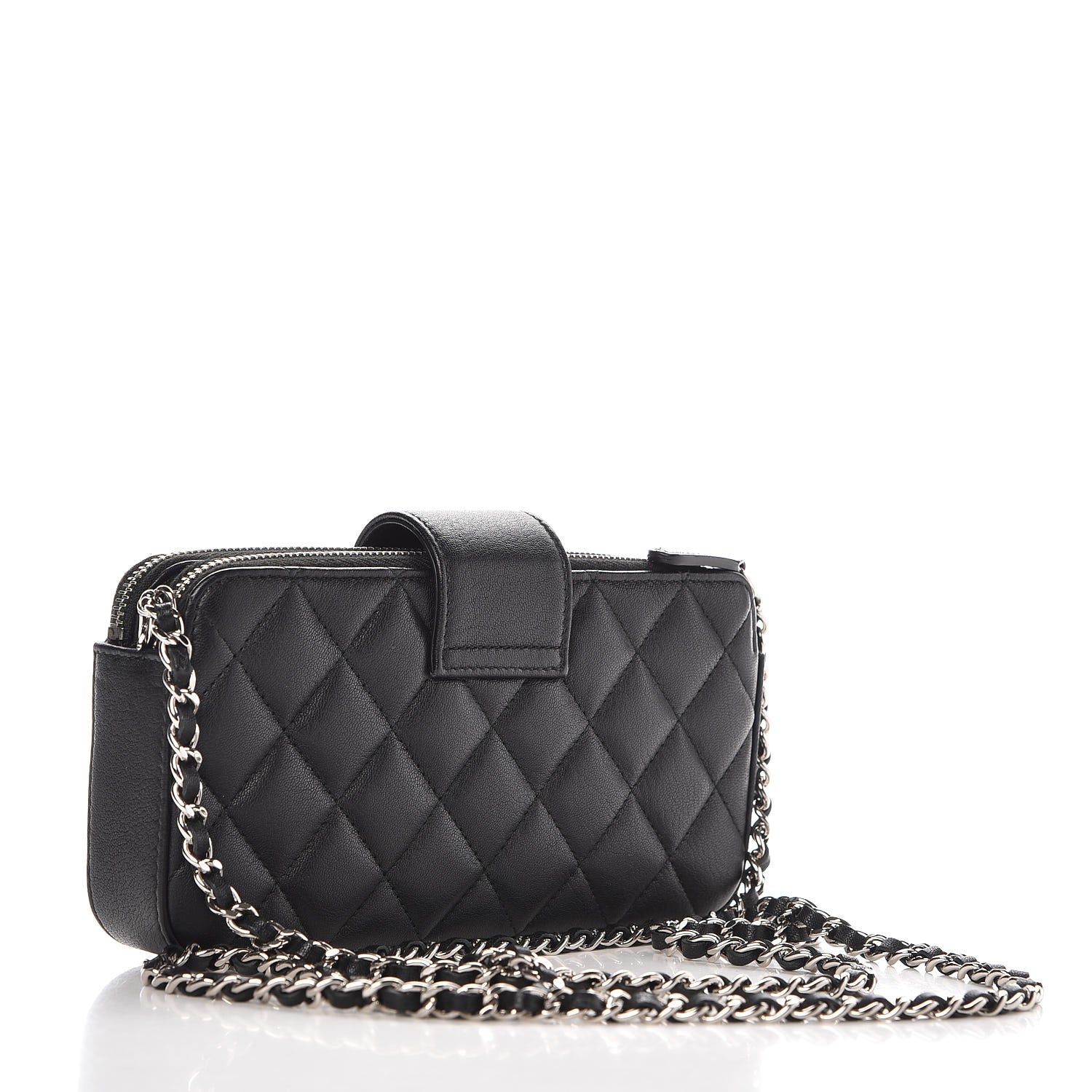 Chanel Lambskin Quilted CC Box Clutch With Chain Black 3 of 10