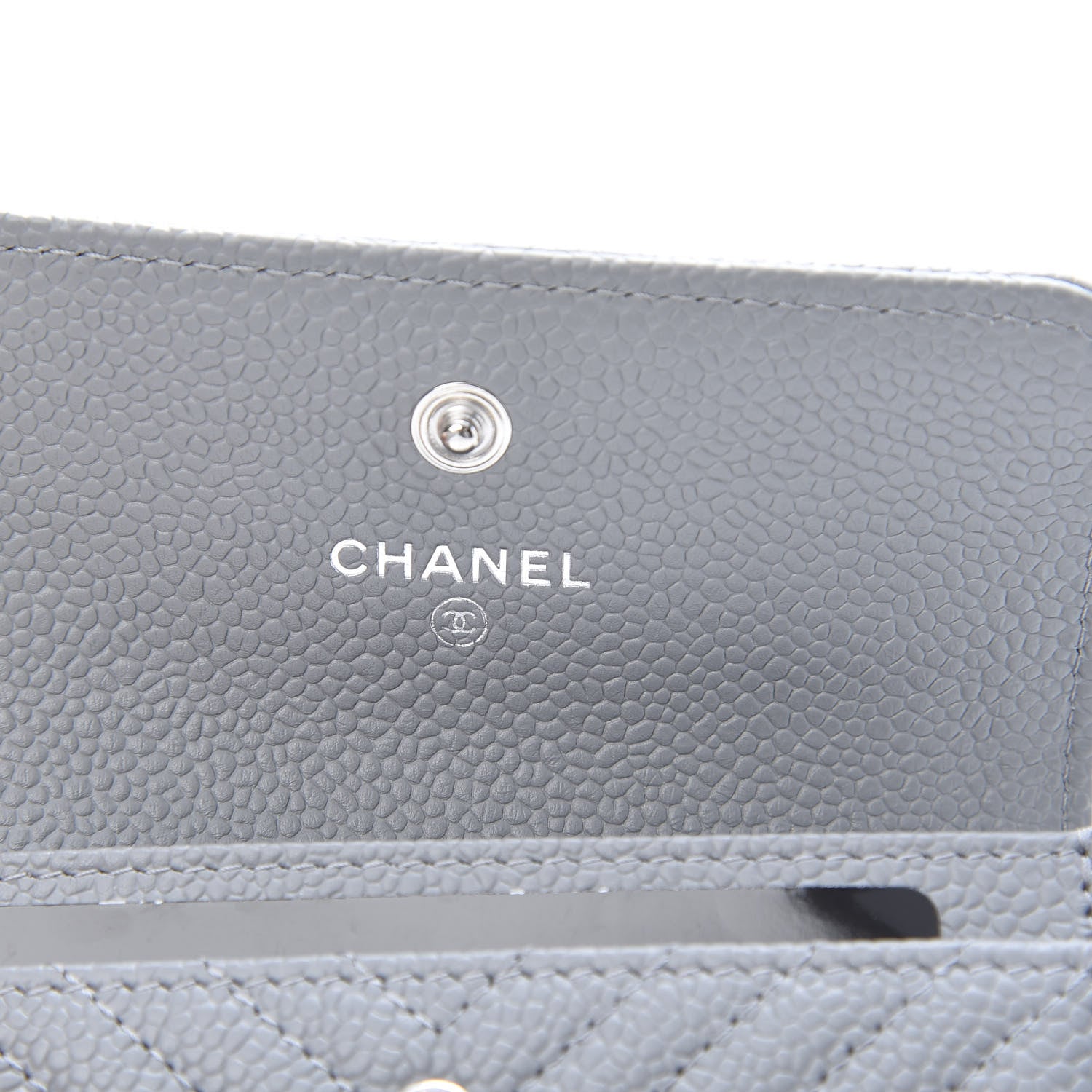 Chanel Caviar Chevron Quilted Boy Flap Card Holder Grey 6 of 9