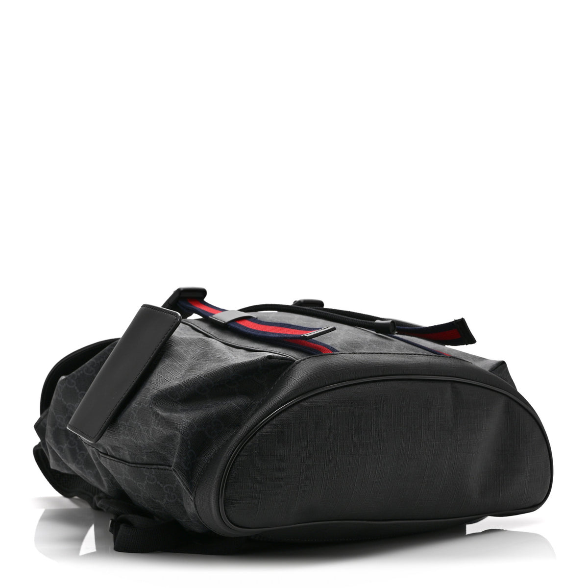 Gucci Soft GG Supreme Monogram Calfskin Web Double Buckle Backpack Black 4 of 10
