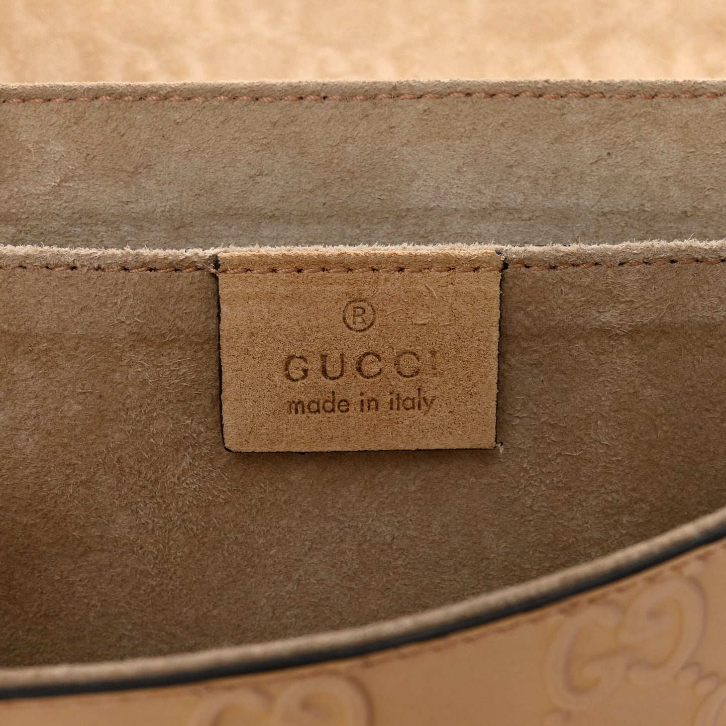 Patent Guccissima Mini Mayfair Bag Beige