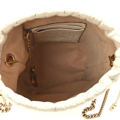 Gucci Ostrich Mini GG Marmont 2.0 Bucket Bag White 5 of 11