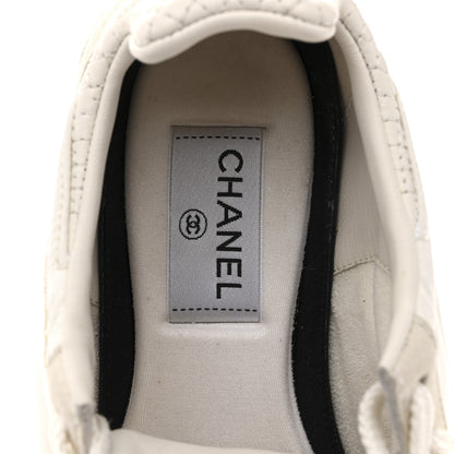 Chanel Nylon Suede Kidskin Calfskin Logo Sneakers 37.5 White Black 7 of 10