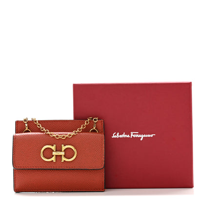 Salvatore Ferragamo Grained Calfskin Flap Chain Card Holder Ramas 7 of 7