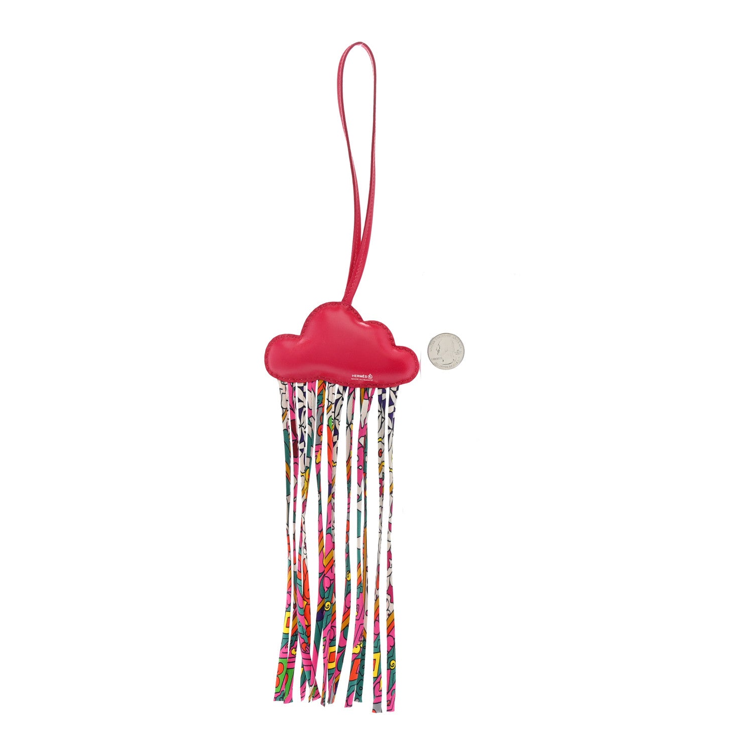 Hermes Swift Silk Twill Cord Cloud Bag Charm  Rose Pourpre 2 of 4