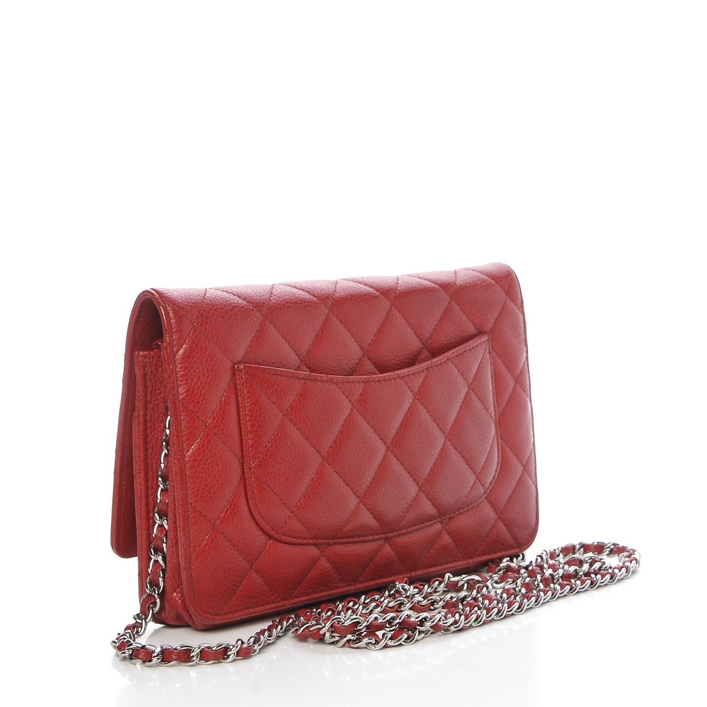 Caviar Quilted Wallet on Chain WOC Red