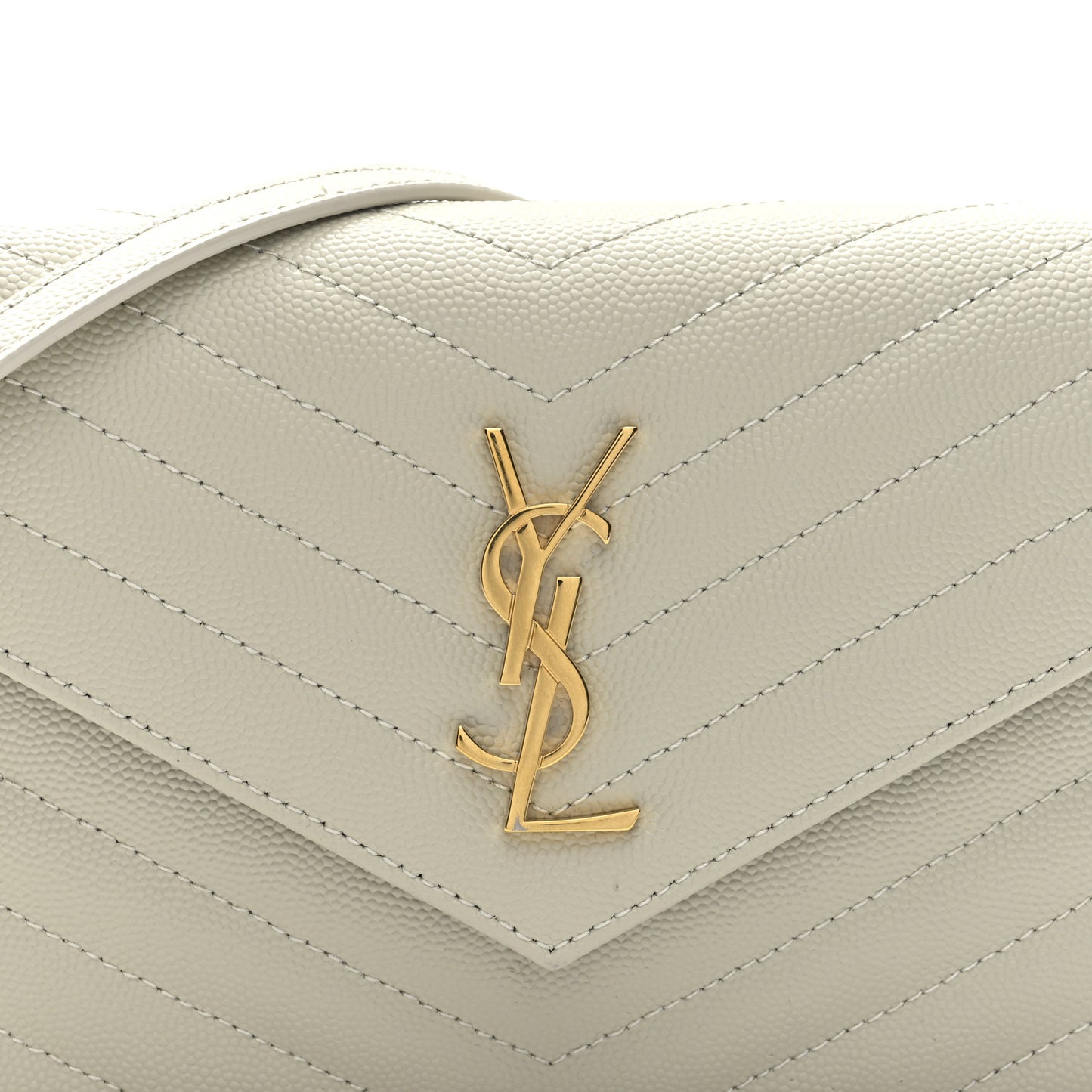 Grain De Poudre Matelasse Chevron Monogram Envelope Chain Wallet Crema Soft