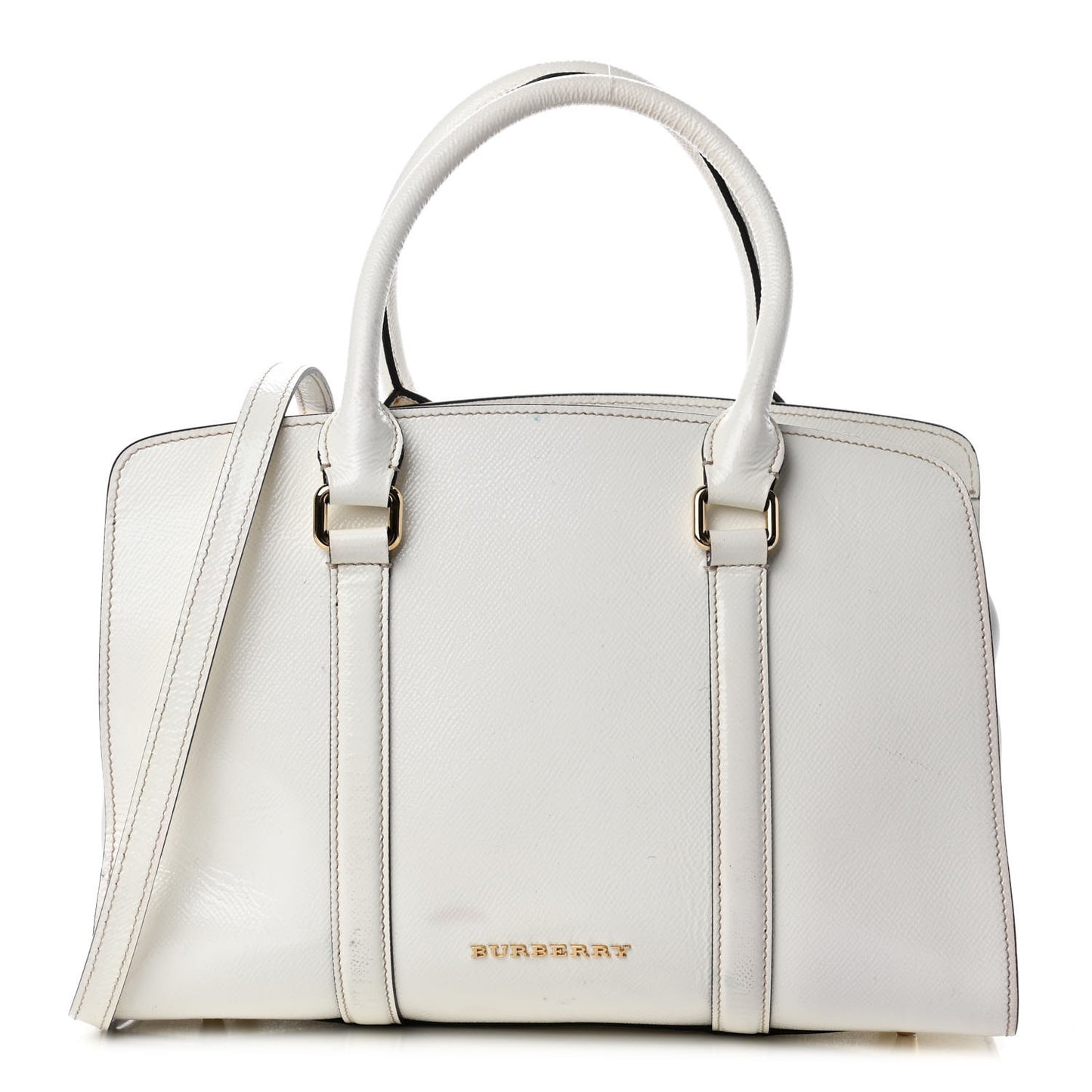 Patent Calfskin Medium Dinton Tote White