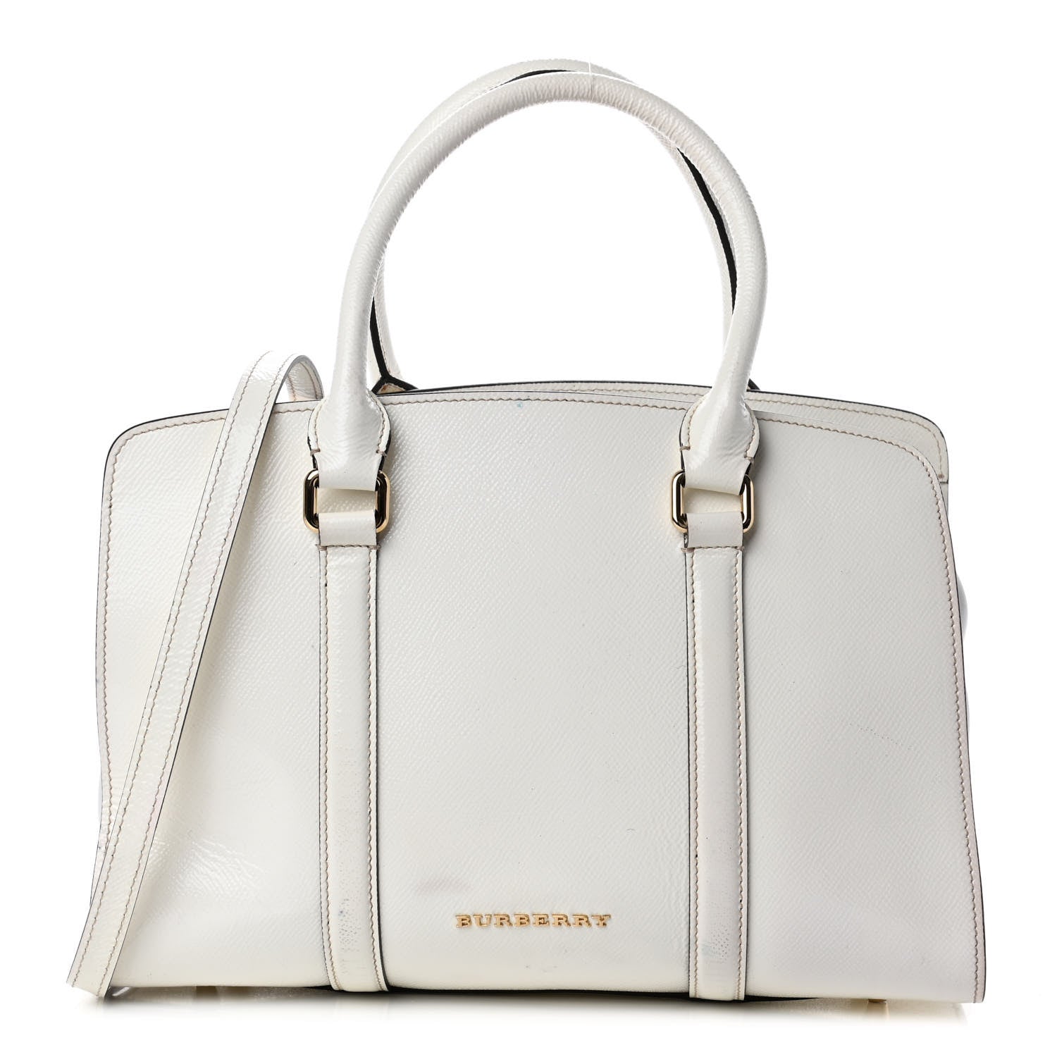 Burberry Patent Calfskin Medium Dinton Tote White 1 of 4