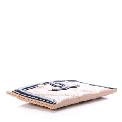 Chanel Caviar Quilted Filigree Card Holder Beige Black 4 of 9