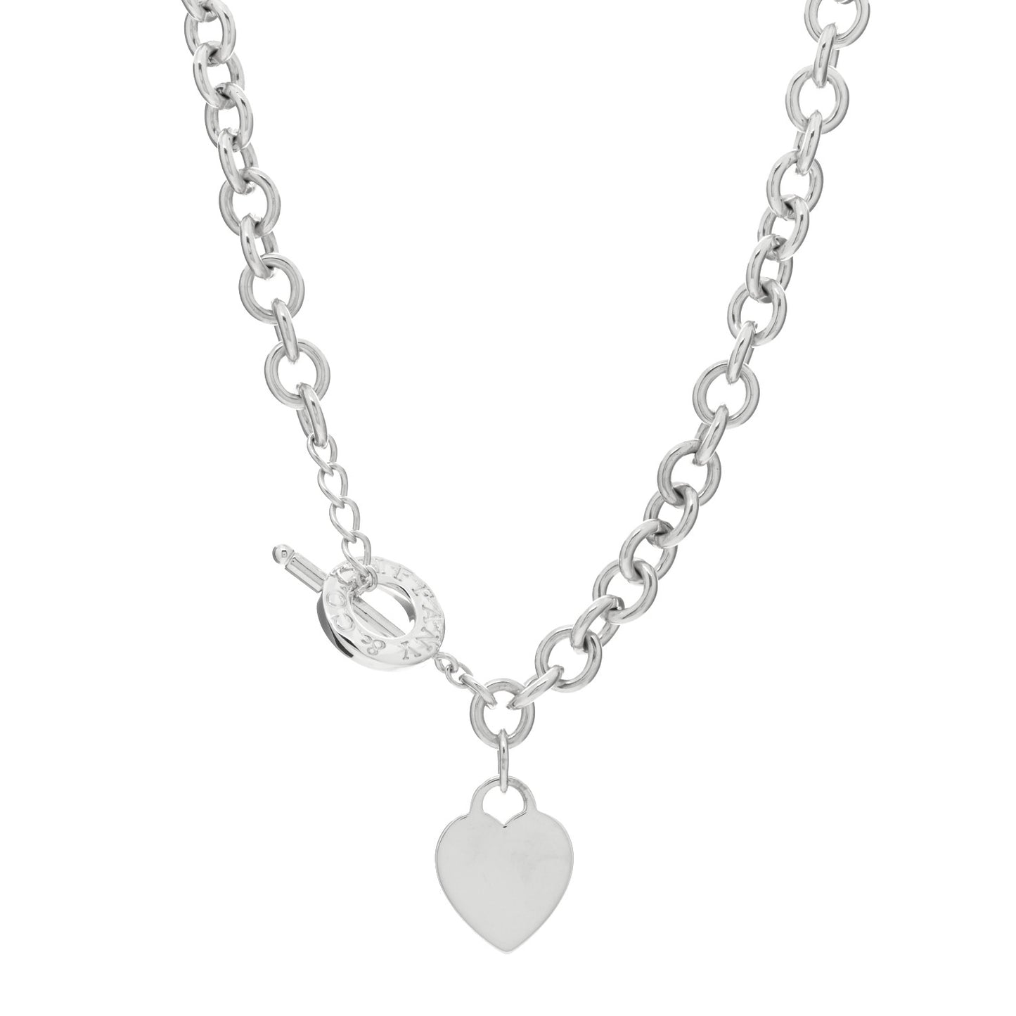 Sterling Silver Heart Tag Toggle Necklace