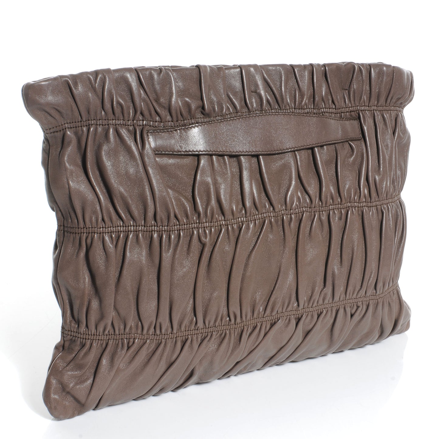 Nappa Dressy Gaufre Ruched Clutch Bambu
