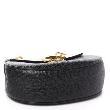 Chloe Grained Calfskin Lambskin Mini Bi-Color Drew Shoulder Bag Black Powder Beige 4 of 12
