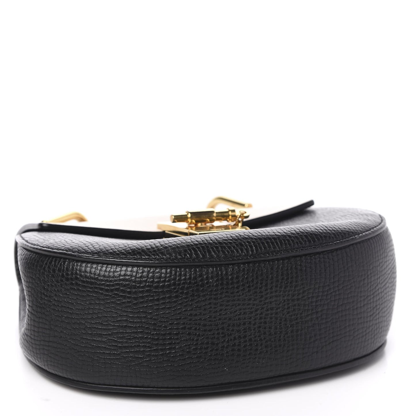 Grained Calfskin Lambskin Mini Bi-Color Drew Shoulder Bag Black Powder Beige