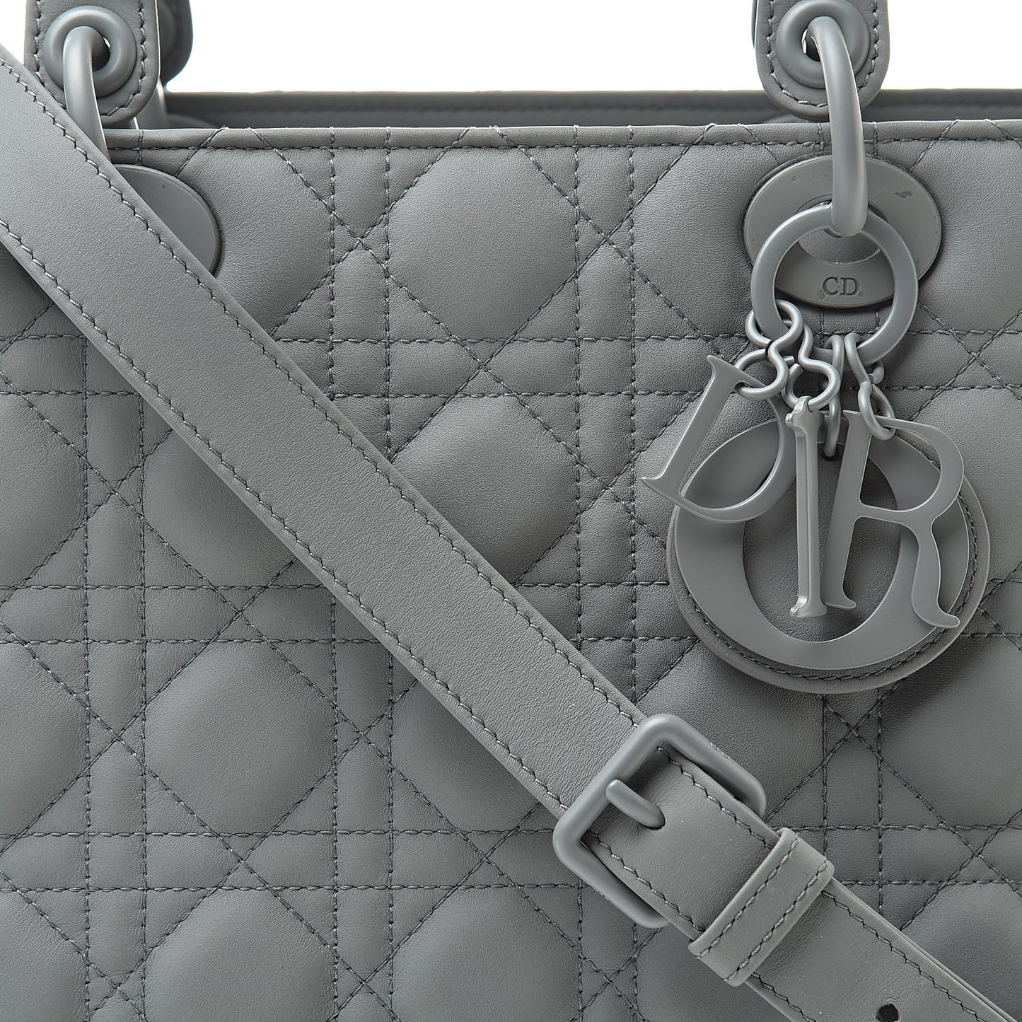 Ultra Matte Calfskin Cannage Medium Lady Dior Grey Stone