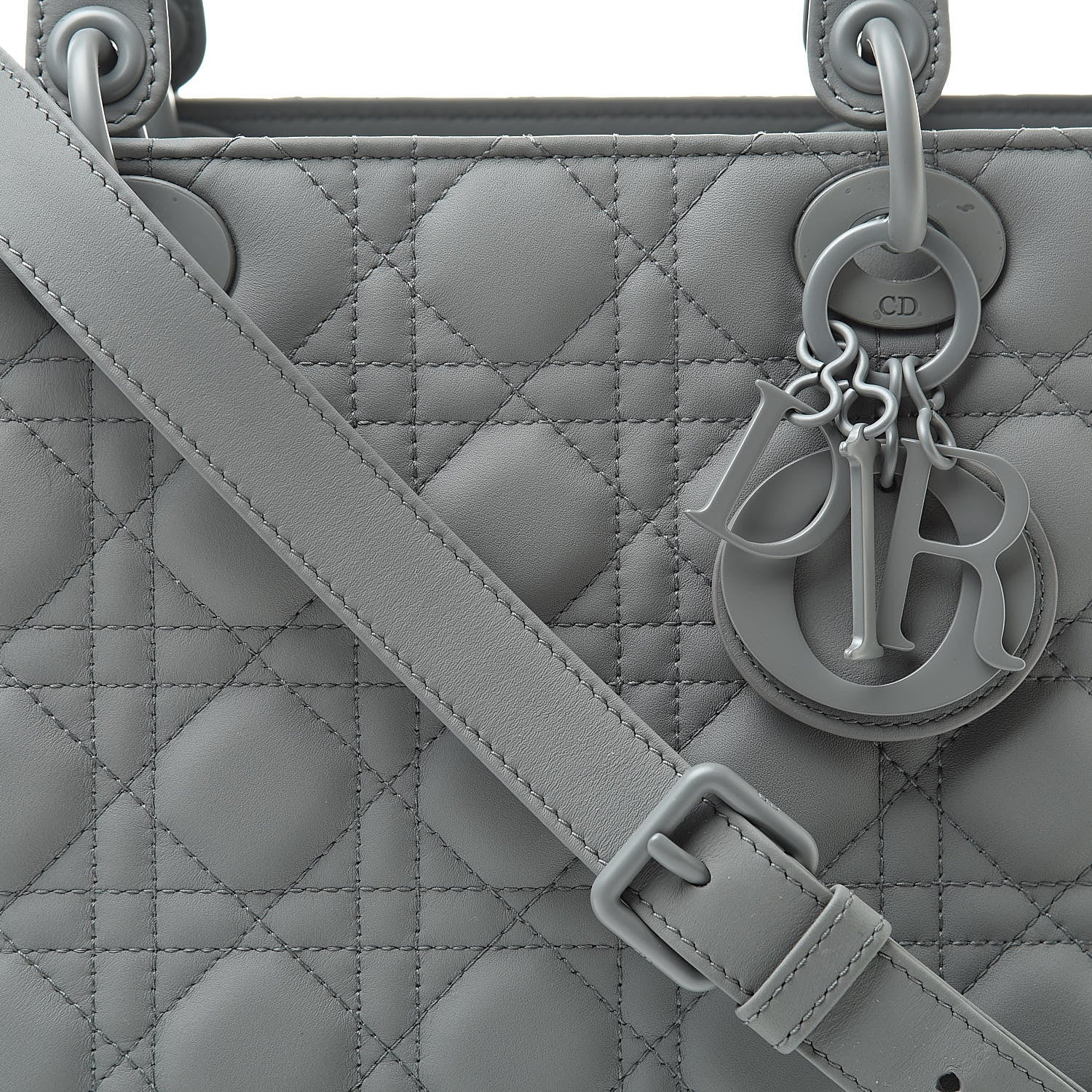 Christian Dior Ultra Matte Calfskin Cannage Medium Lady Dior Grey Stone 8 of 14