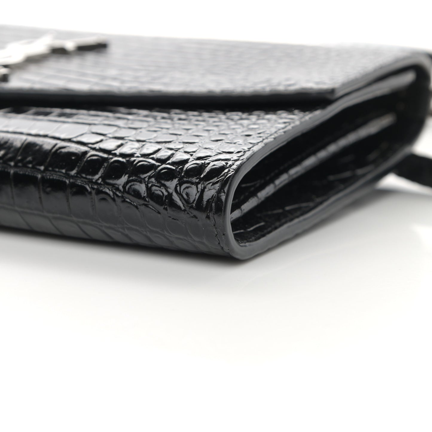 Calfskin Crocodile Embossed Monogram Mini Uptown Crossbody Black