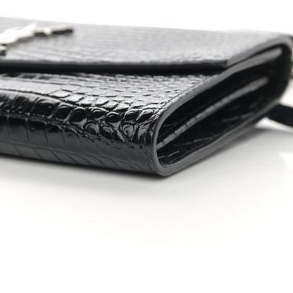 Saint Laurent Calfskin Crocodile Embossed Monogram Mini Uptown Crossbody Black 10 of 14