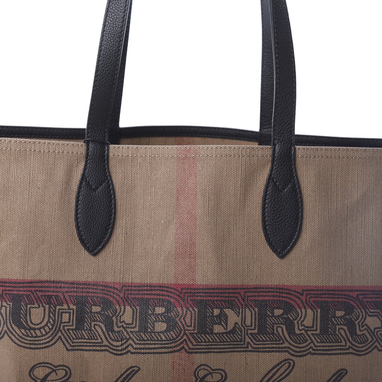 Burberry Coated Canvas Mega Check Medium Doodle Tote Black 6 of 8