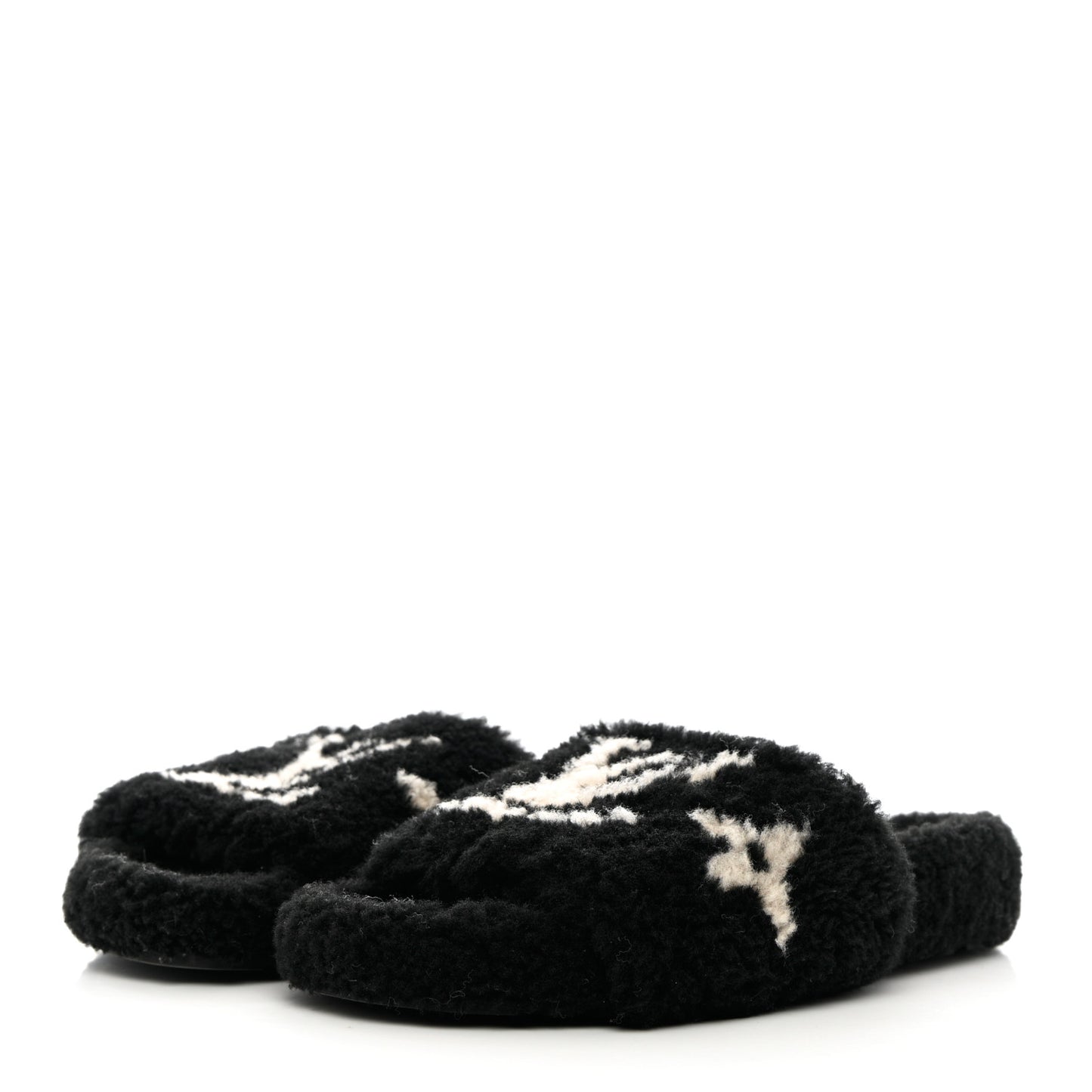 Shearling Monogram Giant Paseo Flat Comfort Mule 37 Black