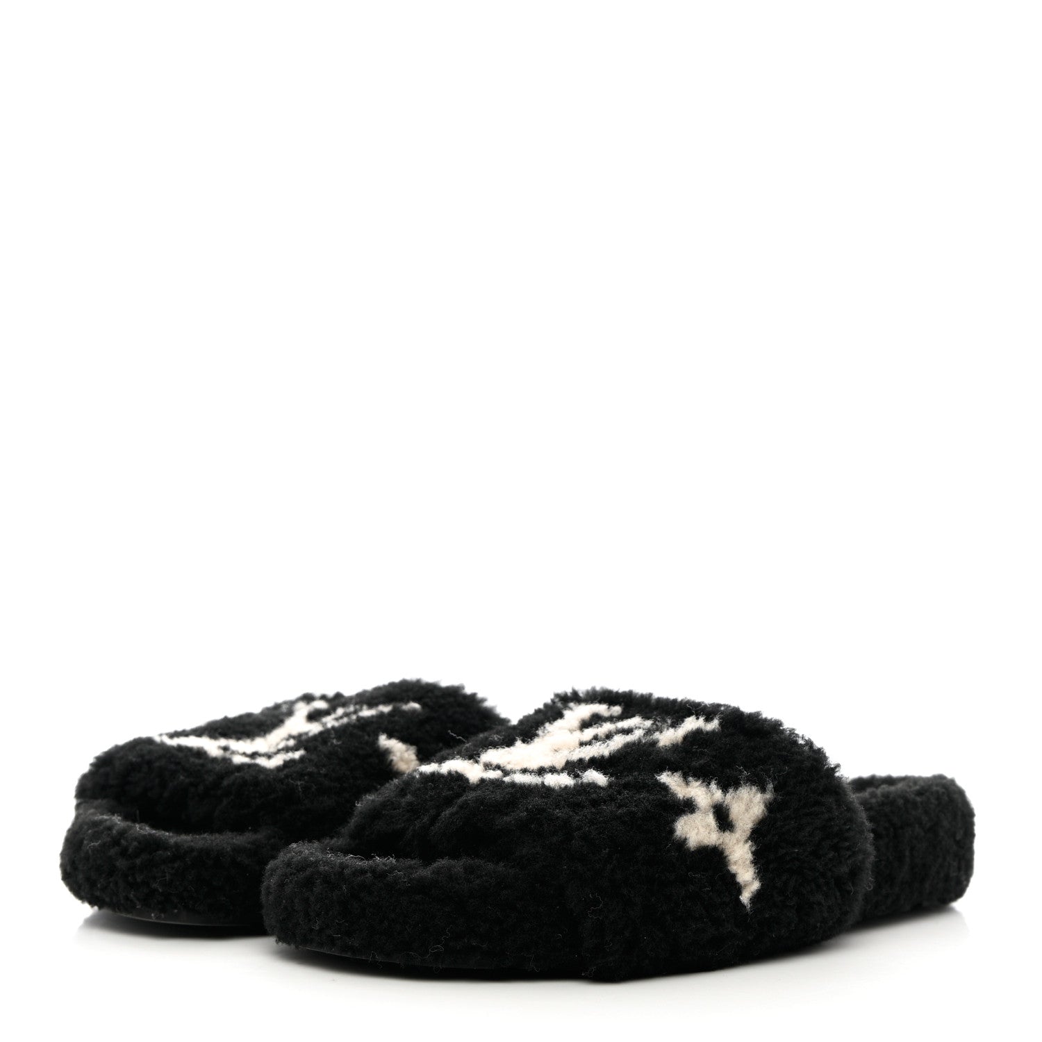 Louis Vuitton Shearling Monogram Giant Paseo Flat Comfort Mule 37 Black 3 of 10
