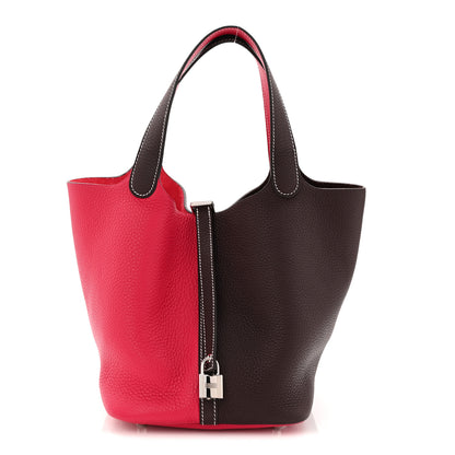 Hermes Taurillon Clemence Casaque Picotin Lock 18 PM Rouge Sellier Framboise 1 of 10