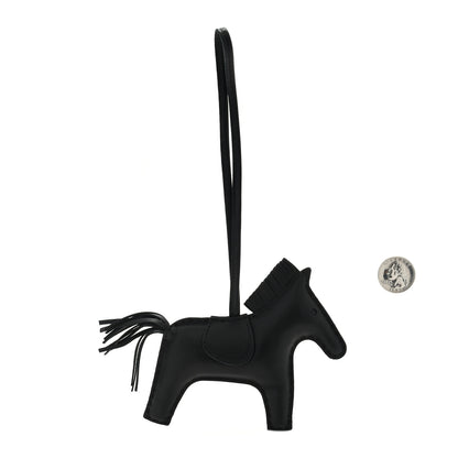 Hermes Milo Lambskin Grigri Rodeo Horse Bag Charm MM So Black 2 of 3