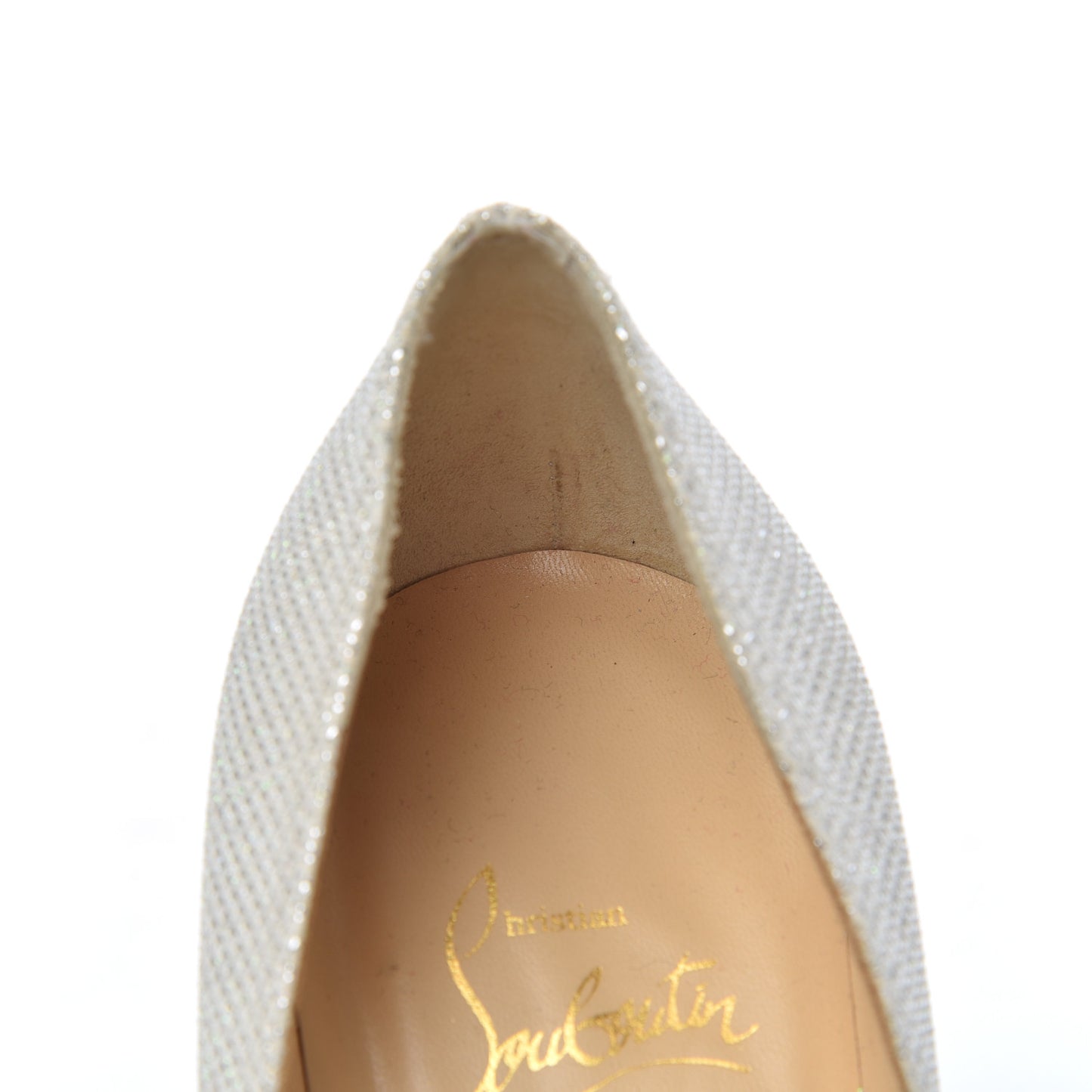 Metallic Canvas Peep Toe Pumps 37.5 White