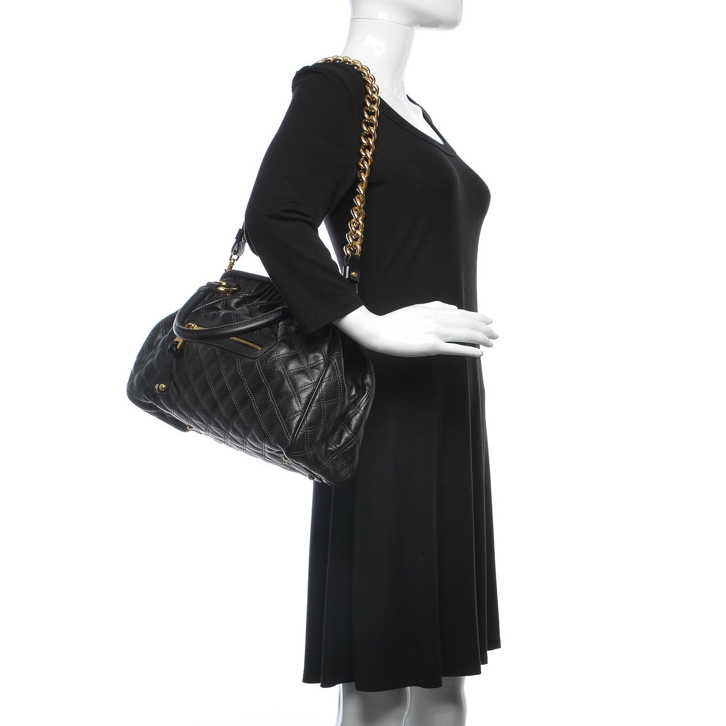Calfskin Quilted Stam Black