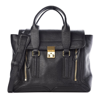 3.1 Phillip Lim 3.1 Textured Calfskin Medium Pashli Satchel Black 1 of 12