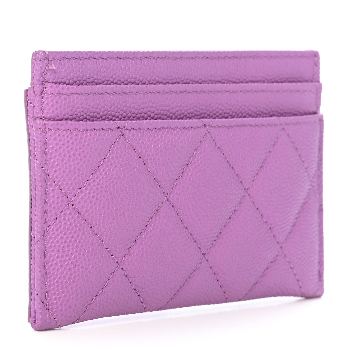 Caviar Quilted Filigree Card Holder Purple