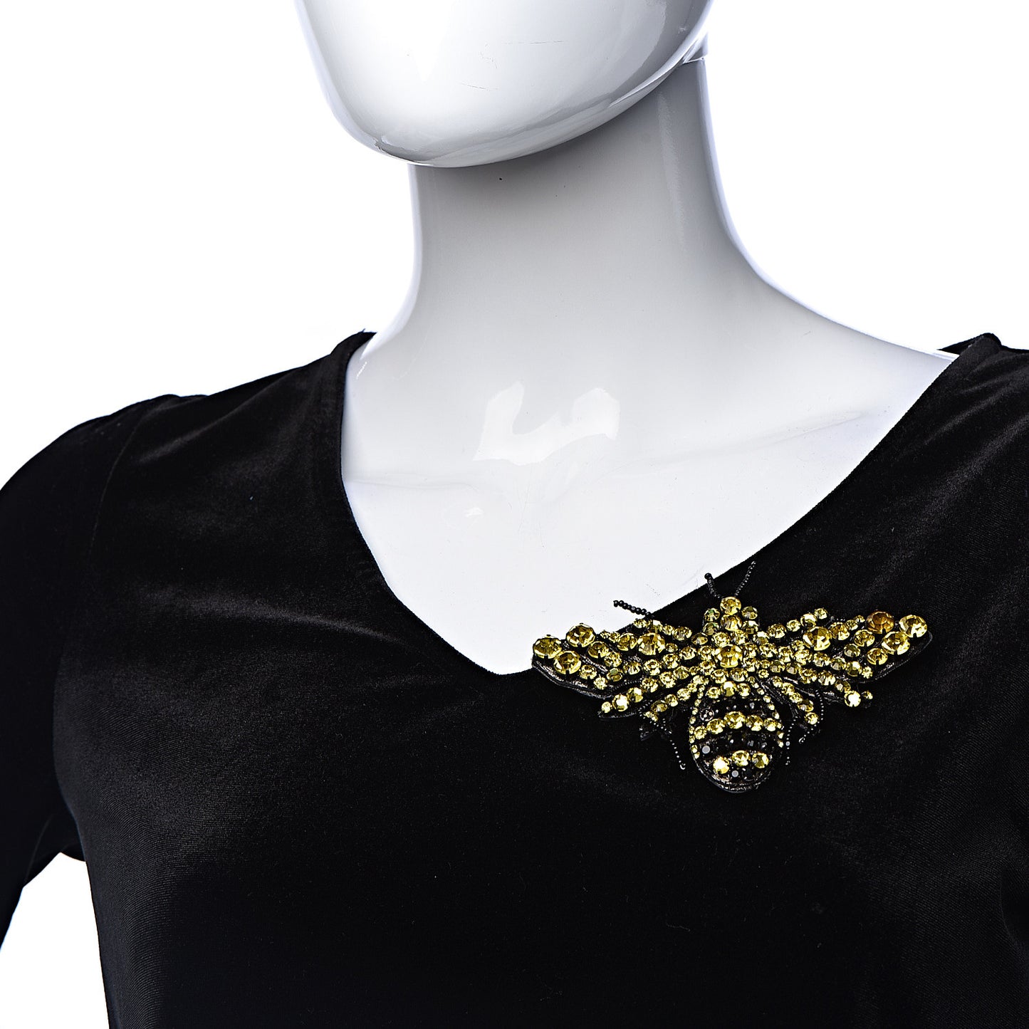 Metal Crystal Bee Brooch Black Yellow