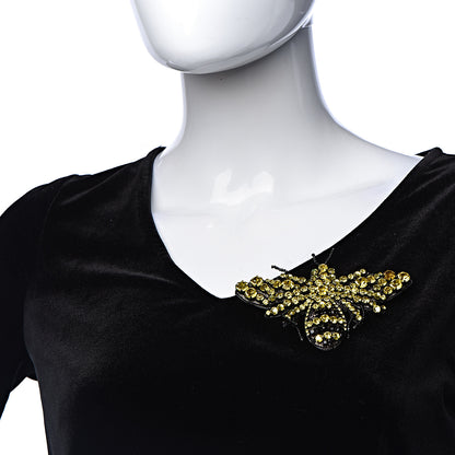 Gucci Metal Crystal Bee Brooch Black Yellow 2 of 6