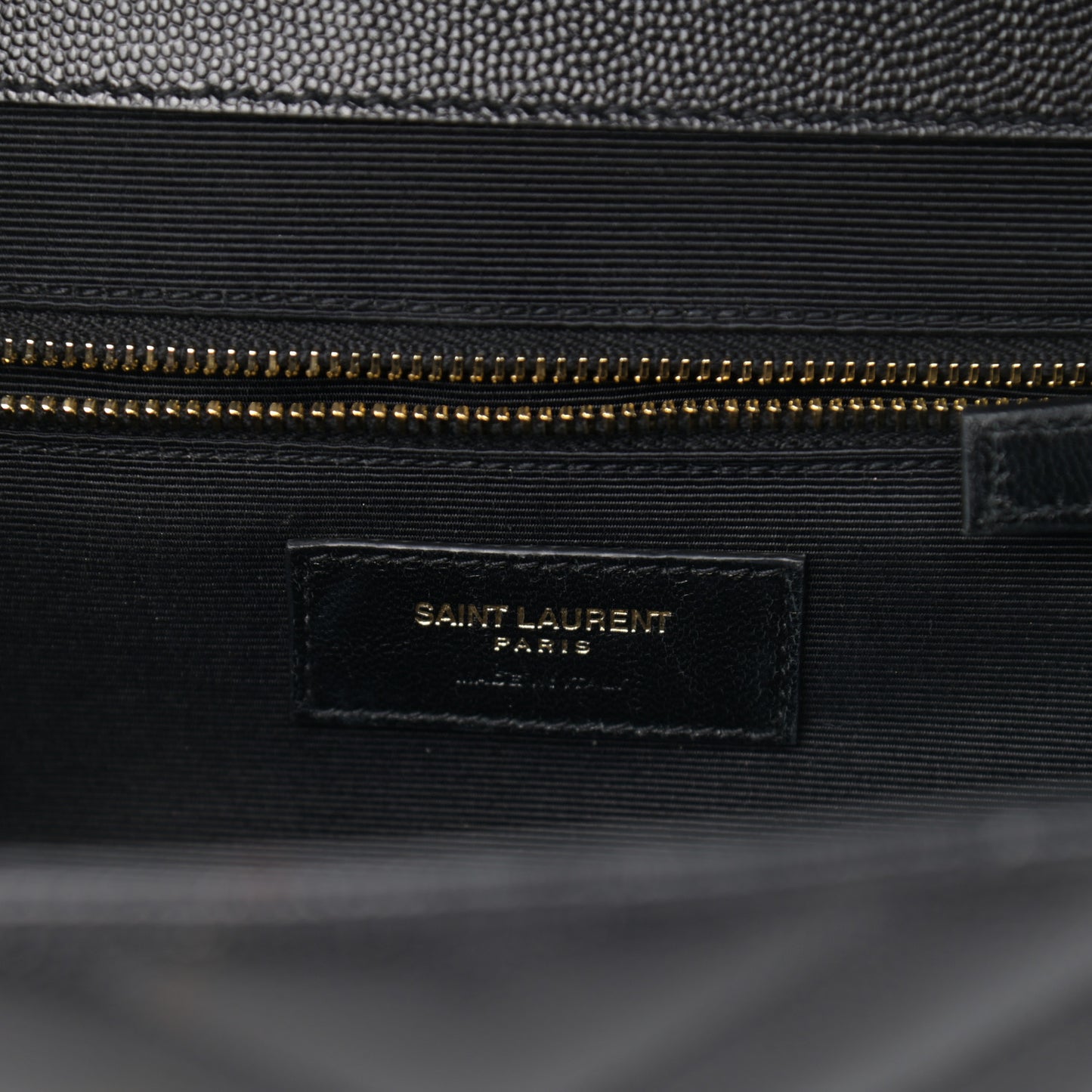Grain De Poudre Matelasse Chevron Large Monogram Satchel Black