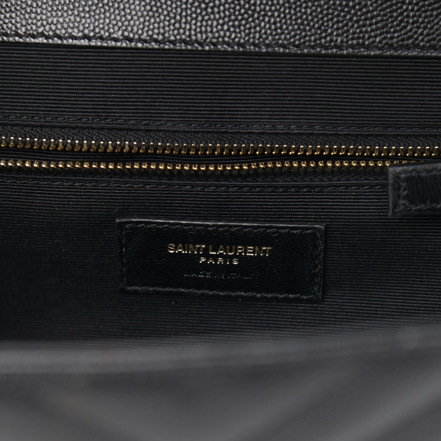 Saint Laurent Grain De Poudre Matelasse Chevron Large Monogram Satchel Black 6 of 9