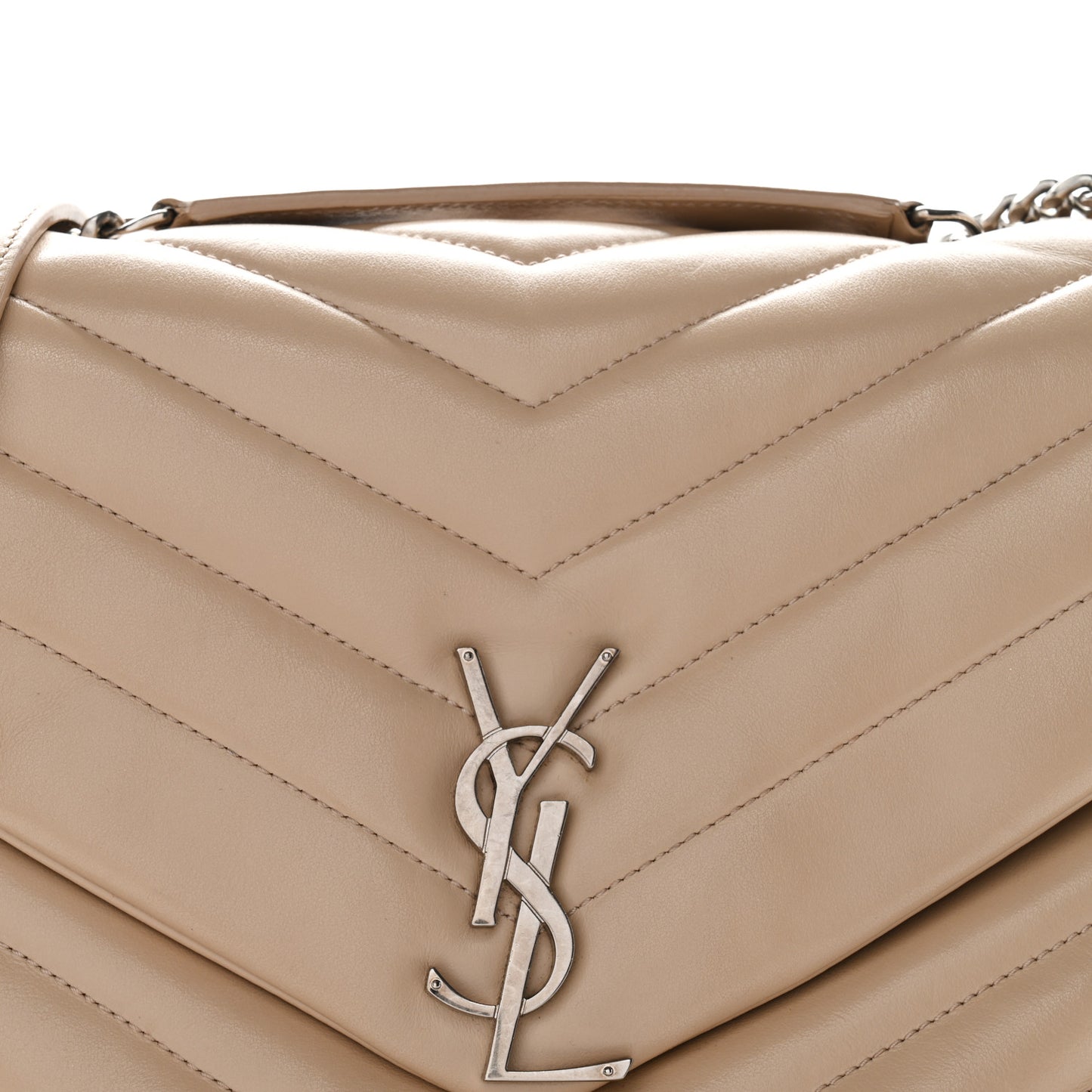 Calfskin Y Quilted Monogram Medium Loulou Chain Satchel Nude Powder