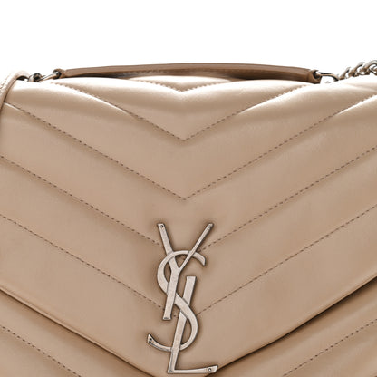 Saint Laurent Calfskin Y Quilted Monogram Medium Loulou Chain Satchel Nude Powder 10 of 15