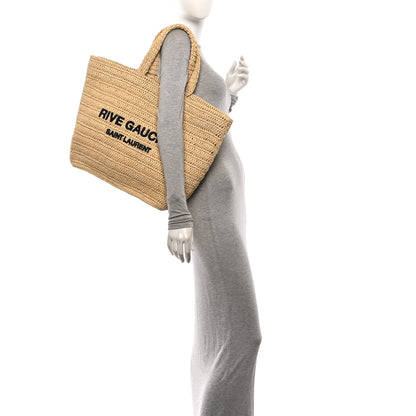Saint Laurent Raffia Rive Gauche Tote Natural 2 of 10