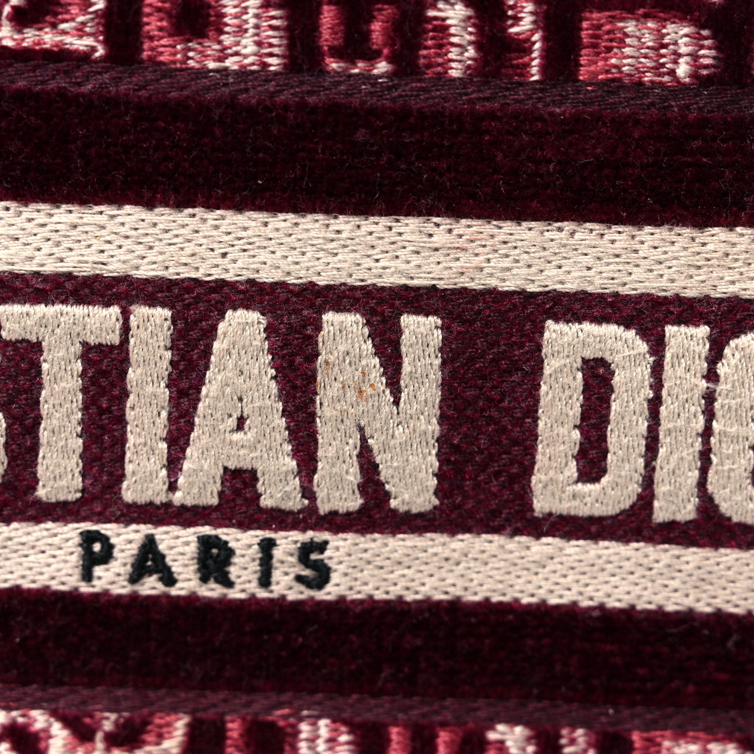Christian Dior Velvet Oblique Embroidered Mini Book Tote Burgundy Multicolor 10 of 10