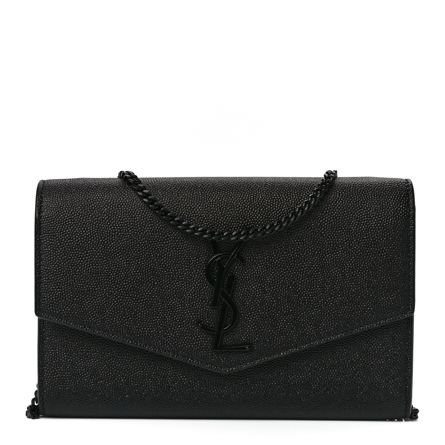 Saint Laurent Grain de Poudre Uptown Chain Wallet Black 1 of 10